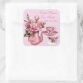Vrijgezellenfeest Party Roze Rose Bloemen Theepot  Vierkante Sticker (Tas)
