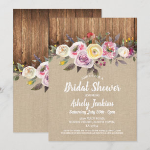 vrijgezellenfeest Party Rustic Wood Rustic Floral Kaart