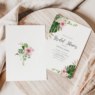 Vrijgezellenfeest perkameel met tropische palmblad kaart