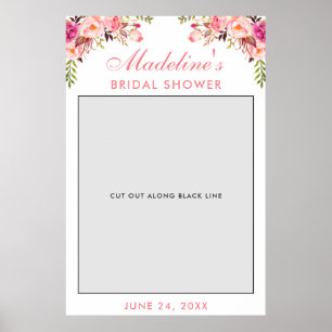 Vrijgezellenfeest Photo Booth Prop   Roze Floral Poster
