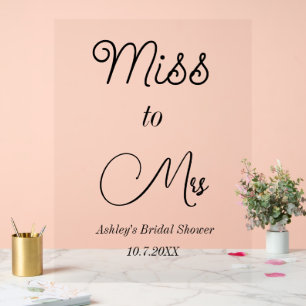 Vrijgezellenfeest Pink Miss to Mrs Sign Foam Board Acryl Bord
