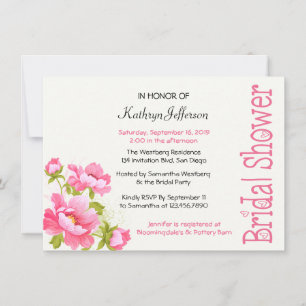 vrijgezellenfeest Pink Peony Floral Uitnodiging