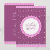 Vrijgezellenfeest Polka Roze Paarse Flat Invitatio Kaart (Voorkant / Achterkant)