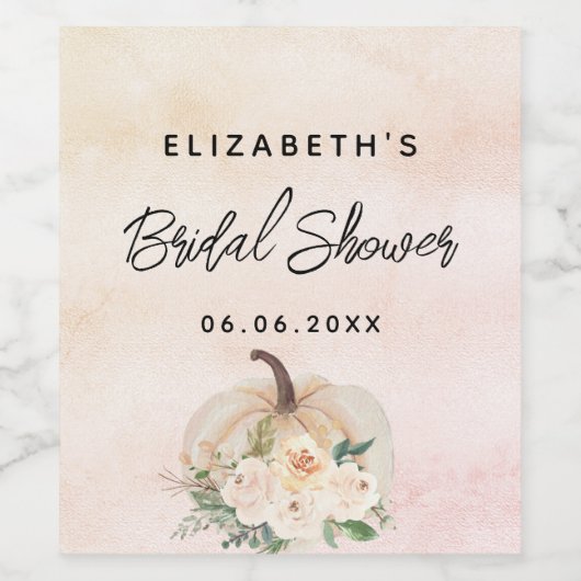 Vrijgezellenfeest pompoen herfst crème roos goud wijn etiket (Enkel label)