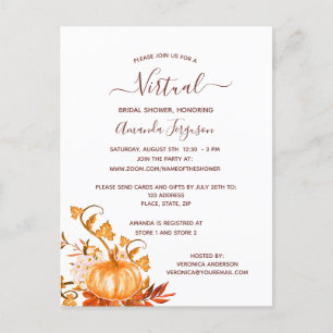 Vrijgezellenfeest pompoen herfst virtuele uitnodig briefkaart