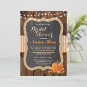 Vrijgezellenfeest Pompoen Herfst Wood Burlap Invit Kaart (Staand voorkant)