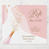 Vrijgezellenfeest Pop de Cork Blush Roze Sparkling Wijnetiket (Enkel label)