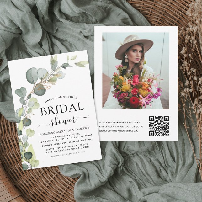 Vrijgezellenfeest QR Code Foto Eucalyptus Uitnodig (Creator heeft geüpload)