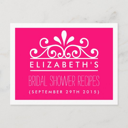 Vrijgezellenfeest Recept Kaarten Roze Tiara (Voorkant)