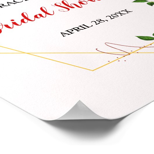 Vrijgezellenfeest Red Gold Glitter Floral Welkomst Poster (Hoek)