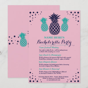 Vrijgezellenfeest Reisroute Ananas Aloha Uitnodige Kaart
