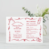 Vrijgezellenfeest reisschema grillige hand geteken programma (Staand voorkant)