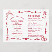 Vrijgezellenfeest reisschema grillige hand geteken programma (Voorkant)