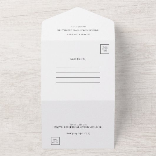 Vrijgezellenfeest rood jurkje wit RSVP All In One Uitnodiging (Buitenkant)