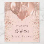 Vrijgezellenfeest roos Gold Blush Pink Balloons Fu Wijn Etiket (Enkel label)