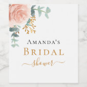 Vrijgezellenfeest roos goud florale eucalyptusgroe wijn etiket (Enkel label)