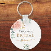 Vrijgezellenfeest roos goud florale eucalyptusvoor sleutelhanger (Voorkant)