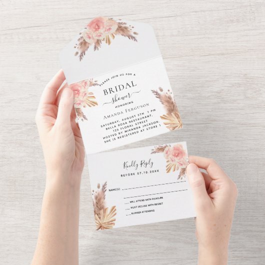 Vrijgezellenfeest roos goudpampagnes RSVP All In One Uitnodiging (Afscheurbaar)