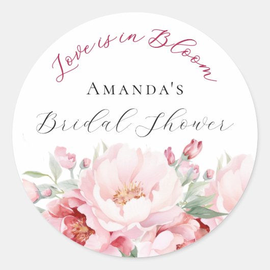 Vrijgezellenfeest roze bloemen liefde in bloei ronde sticker (Voorkant)