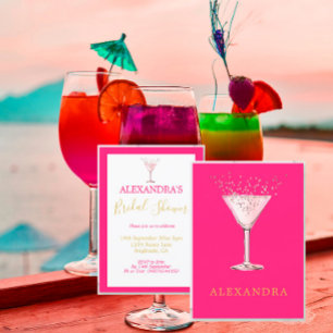 Vrijgezellenfeest Roze Cocktail Gold Eenvoudige ui Kaart