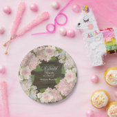 Vrijgezellenfeest Roze Hydrangea Rozen Donker Hout Papieren Bordje (Feest)