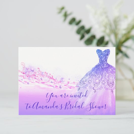 Vrijgezellenfeest Roze Paars Glitter Royal Blue Kaart (Staand voorkant)