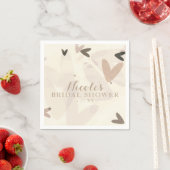 Vrijgezellenfeest roze & taupe harten chique feest servetten (Insitu)