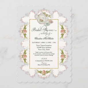 vrijgezellenfeest Rozen Tea Party Teapot in Teacup Kaart