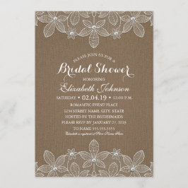 vrijgezellenfeest Rustic Burlap Lace Elegant  Kaart