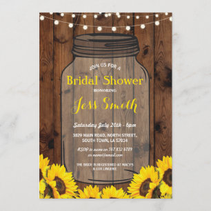 vrijgezellenfeest Rustic Jar Wood SunflowER Invite Kaart