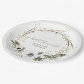 Vrijgezellenfeest Rustic Krans Anemone Twig Krans Papieren Bordje (Gekanteld)