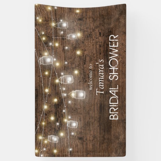 Vrijgezellenfeest Rustic Mason Jar String Lights Spandoek (Verticaal)