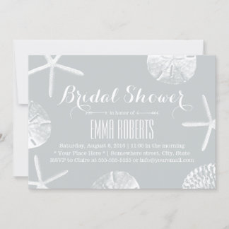 Vrijgezellenfeest Rustic Silver Beach Seashells Kaart