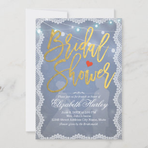 Vrijgezellenfeest Rustic White Lace en String Ligh Kaart