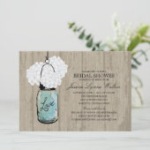 Vrijgezellenfeest Rustic Wood Mason Jar Hydrangeas Kaart (Staand voorkant)
