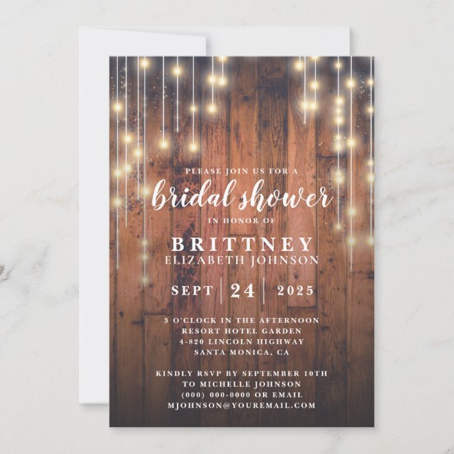 Vrijgezellenfeest Rustic Wood String Lights (Voorkant)