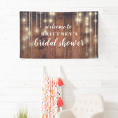 Vrijgezellenfeest Rustic Wood String Lights Spandoek (Insitu)