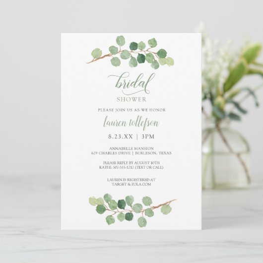 Vrijgezellenfeest - Rustiek eucalyptus groen Kaart (Staand voorkant)