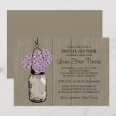 Vrijgezellenfeest Schuur Hout Mason Jar Hydrangeas Kaart (Voorkant / Achterkant)