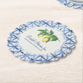 vrijgezellenfeest Shibori Indigo Pattern w Lemon L Kartonnen Onderzetters (Gekanteld)