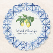 vrijgezellenfeest Shibori Indigo Pattern w Lemon L Kartonnen Onderzetters (Voorkant)