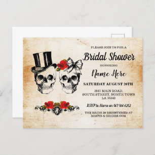 Vrijgezellenfeest Skulls Rozen Rustic Bow  Briefkaart