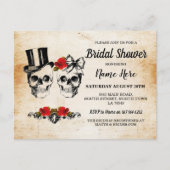 Vrijgezellenfeest Skulls Rozen Rustic Bow  Briefkaart (Voorkant)