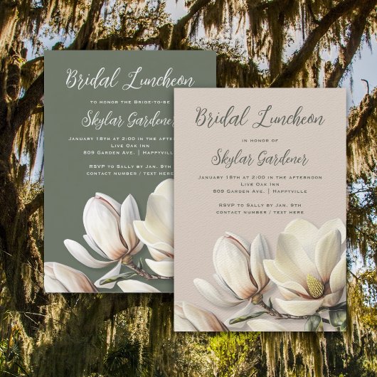 Vrijgezellenfeest Southern Magnolia Flowers Invita Kaart
