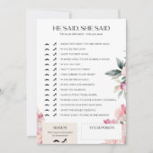 Vrijgezellenfeest spel Hij zei dat ze zei roze blo Kaart (Voorkant)