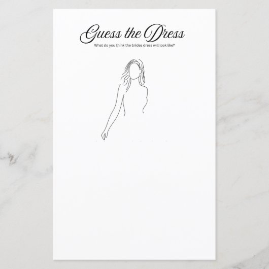 Vrijgezellenfeest spel: raad de jurk (Voorkant)