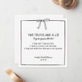 Vrijgezellenfeest spel "Twee waarheden en een leug Notitiekaartje (Voorkant / Achterkant in situ)