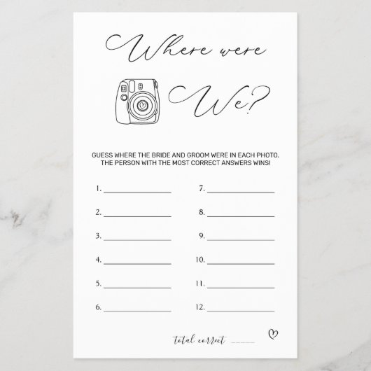 Vrijgezellenfeest spel waar waren we flyer (Voorkant)