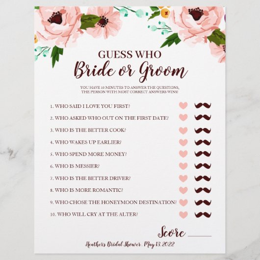 Vrijgezellenfeest Spelbride of Groom Floral (Voorkant)