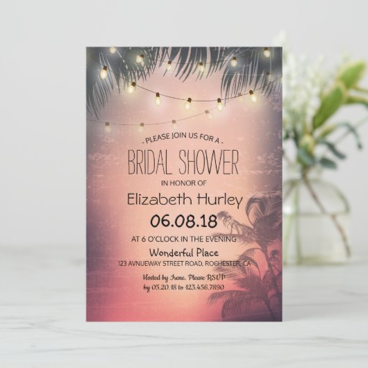 Vrijgezellenfeest Summer Beach Palm Trees String L Kaart (Staand voorkant)